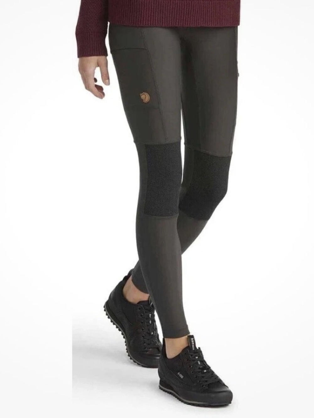 Fjallraven Abisko Trekking Leggings Leggings Womens L Gray Hiking Zip Pockets